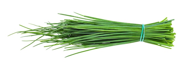 Bunch of chives on white background Stock Photo - Alamy