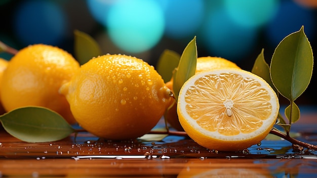 a bunch of fresh lemons on the table