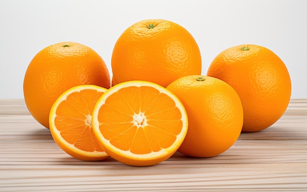 Bunch of fresh oranges isolated on white background