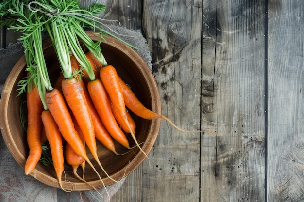 Photo bunch of fresh organic carrots in a platter