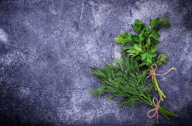 Bunch of fresh parsley and dill 