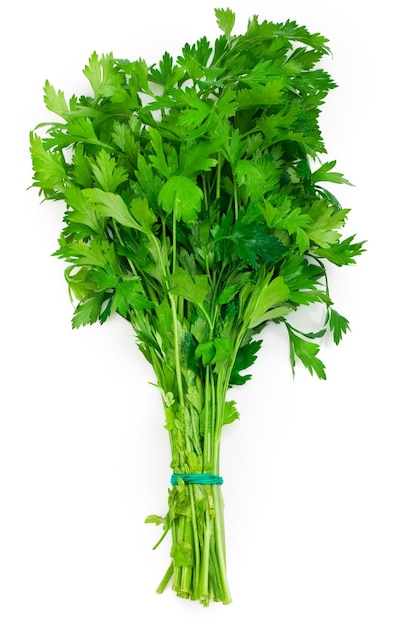 Photo bunch of fresh parsley isolated over white background