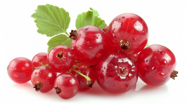 bunch of fresh redcurrant on white background