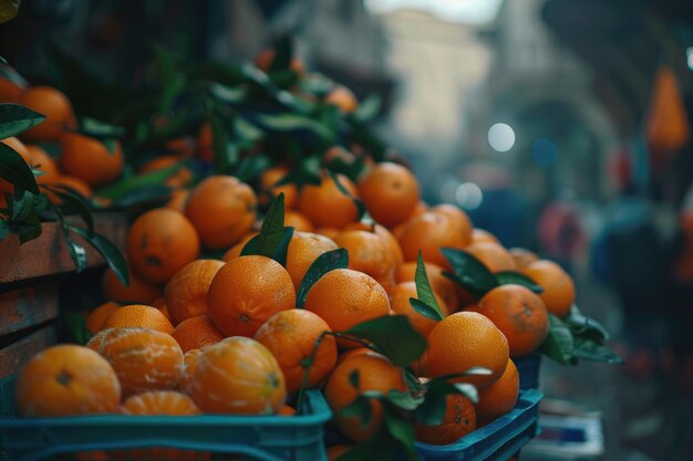 Foto bunch di mandarini freschi arance sul mercato