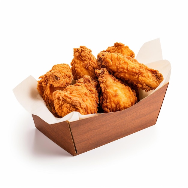 A Bunch Of Fried Chicken In A Box On A Table