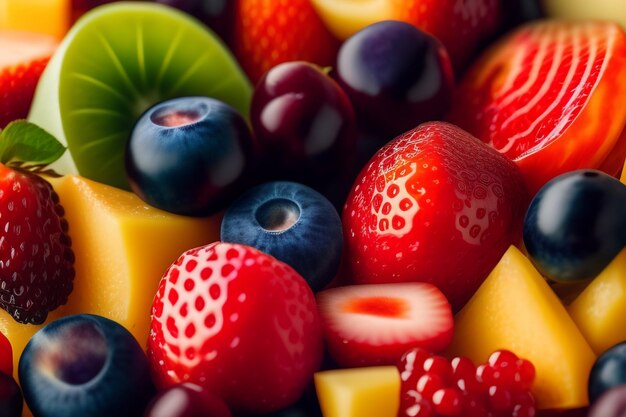 A bunch of fruit is shown in this image.