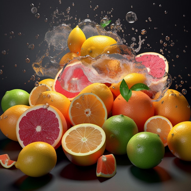 a bunch of fruit that is being sprayed with water