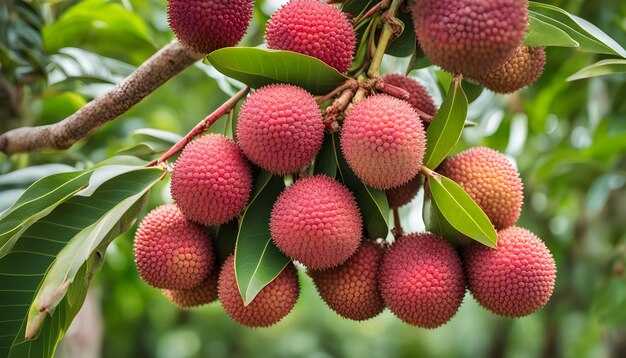 a bunch of fruit that is on a tree