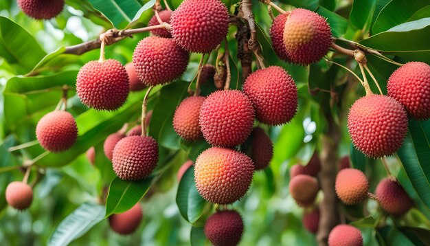 Photo a bunch of fruit that is on a tree