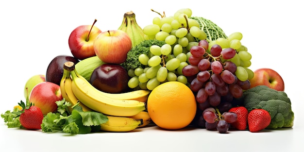 A bunch of fruits are on a table