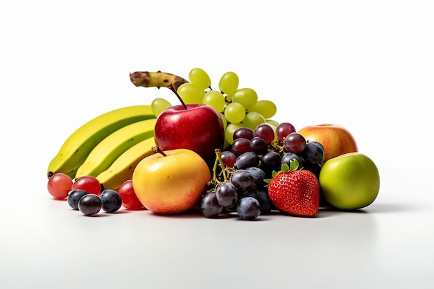 Bunch of fruits on a white background