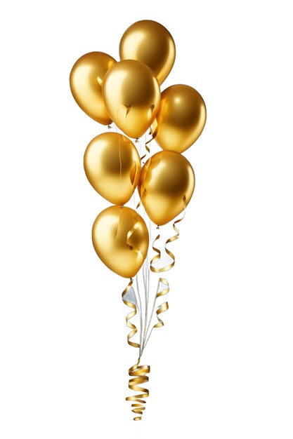 Photo a bunch of gold balloons with a white background