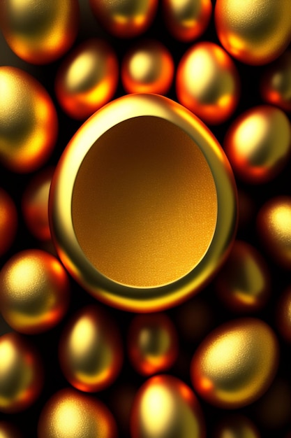 A bunch of golden eggs in a pile of gold eggs