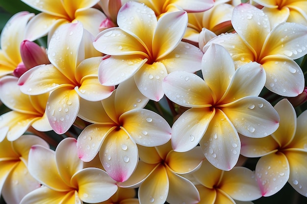 庭にある豪華なプルメリアの花の束