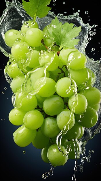 a bunch of grapes are being sprayed with water