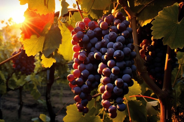 a bunch of grapes are hanging from a vine.