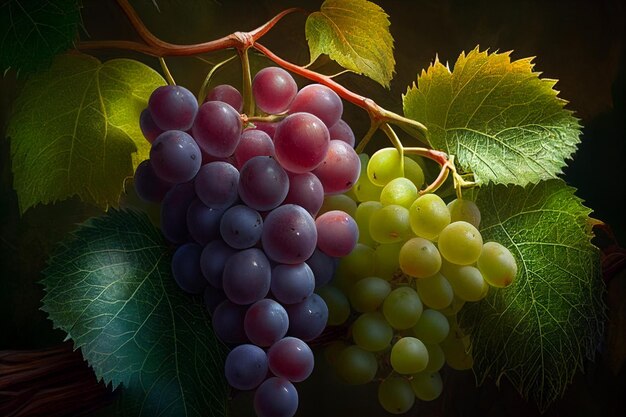 Bunch of grapes closeup AI Generated