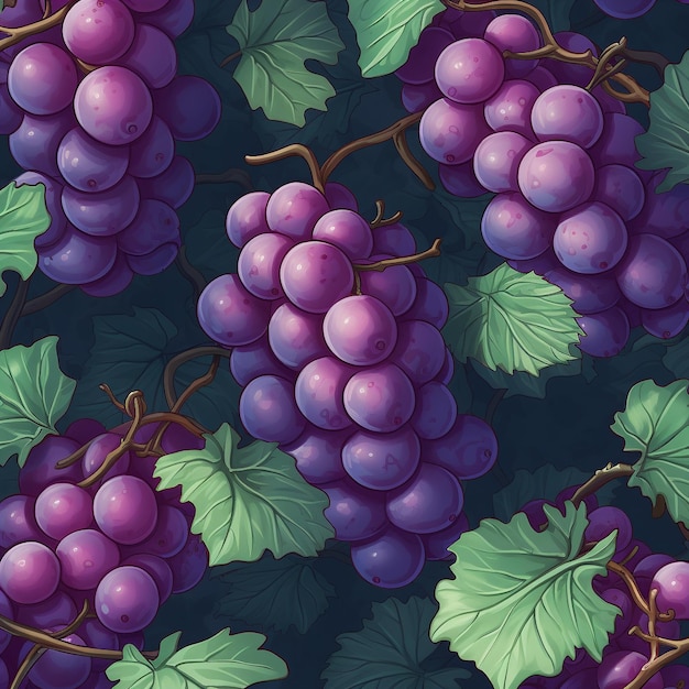 A bunch of grapes on a dark background.