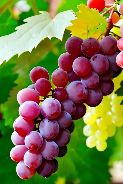 A bunch of grapes hanging from a tree