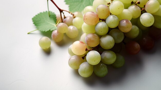 A bunch of grapes on a table