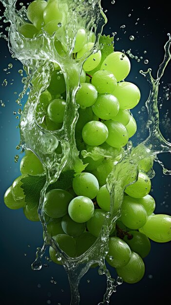 a bunch of grapes that are being sprayed with water