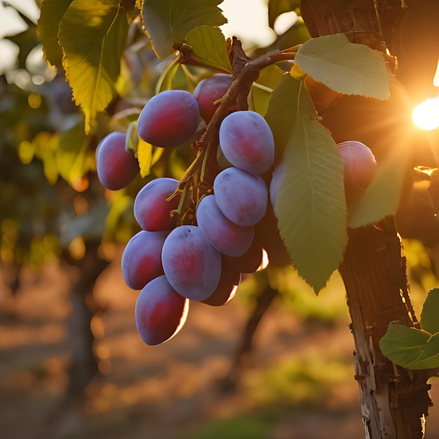 a bunch of grapes that are hanging from a tree