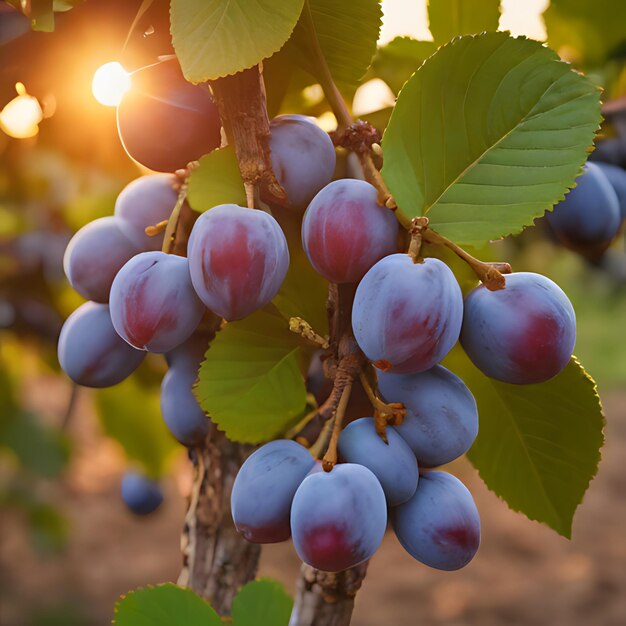 Photo a bunch of grapes that are on a vine