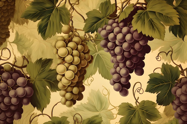 A bunch of grapes on a vine