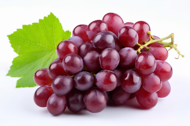 A bunch of grapes on a white background