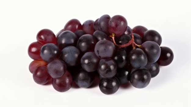 A bunch of grapes on a white background