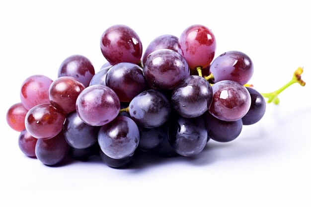 A bunch of grapes on a white background