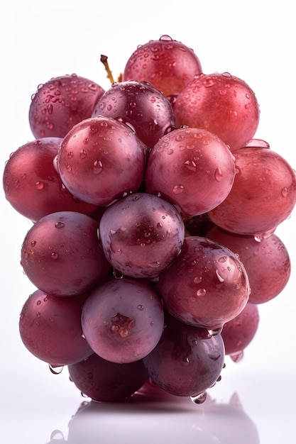 A bunch of grapes with water drops on the top