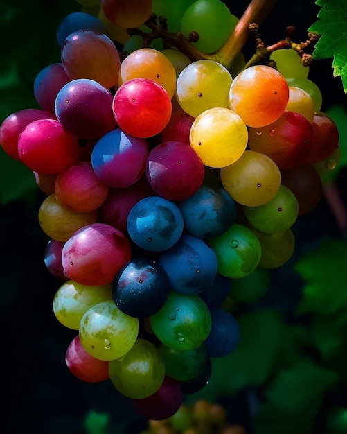 Foto un grappolo d'uva con sopra la scritta uva