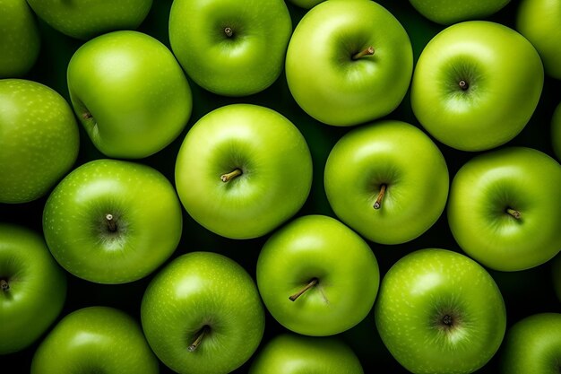 Bunch of green apples top view