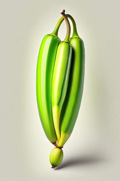 Bunch of green bananas isolated on white background