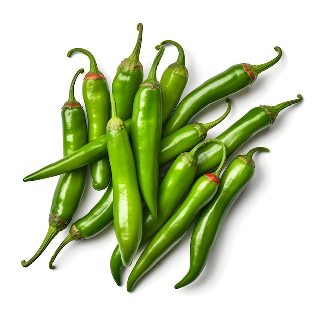 A bunch of green chili peppers