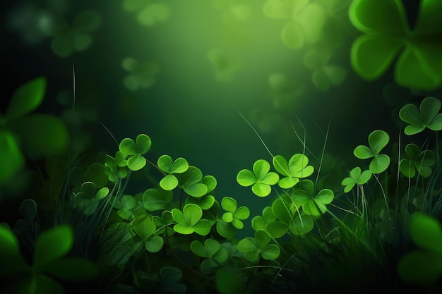 A bunch of green clovers in the grass generative AI