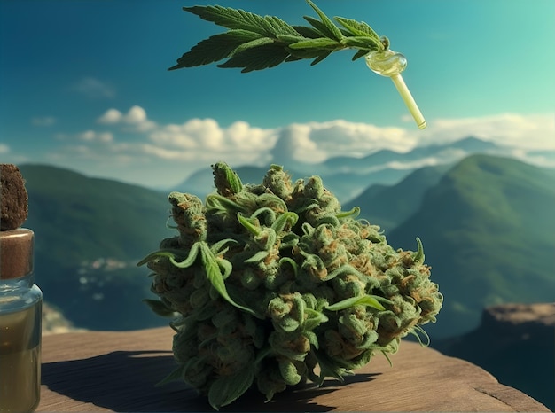 a bunch of green leaves that are on a table