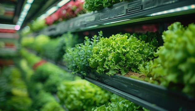 A bunch of green lettuce leaves are in a field by ai generated image