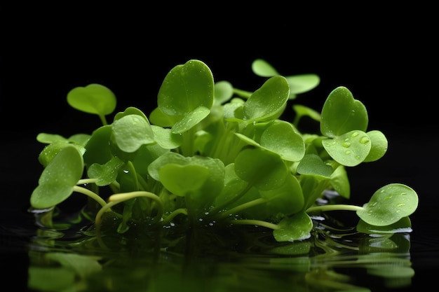 Куча зеленых растений, которые находятся в воде, генерирующей ИИ