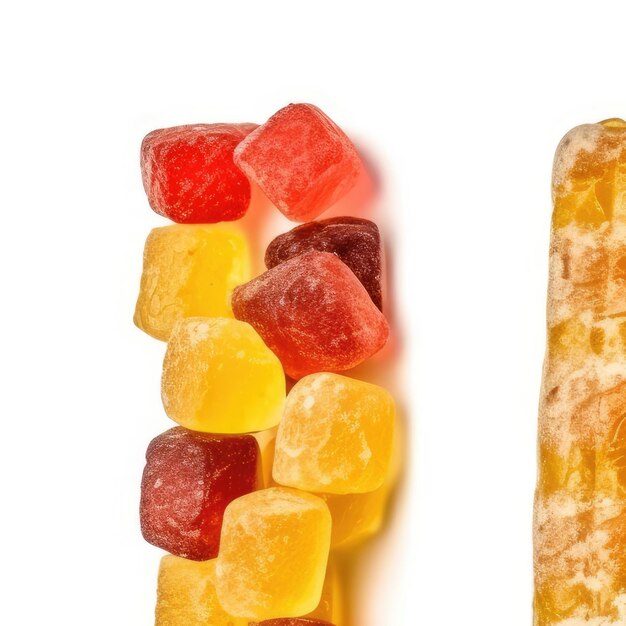 A bunch of gummy bears are lined up next to each other.