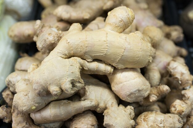 A bunch of harvested Jerusalem artichoke root