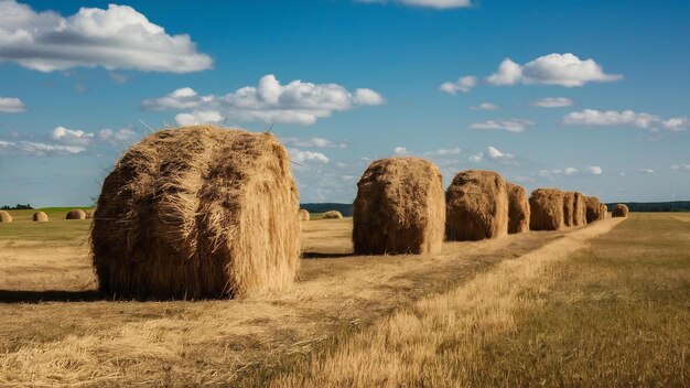 Photo bunch of haystacks in day light