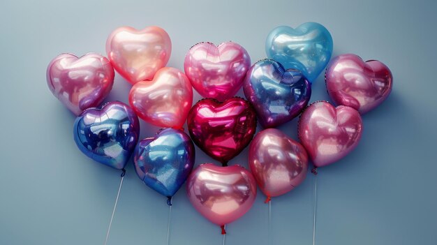 Bunch of Heart Shaped Balloons on a String