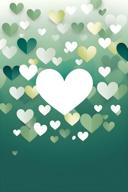 Photo a bunch of hearts floating in the air abstract emerald color hearts background invitation and