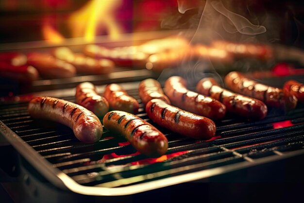 A bunch of hot dogs are cooking on a grill PNG Transparent Generative AI