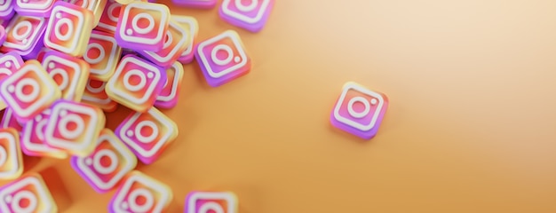 Un mucchio di loghi instagram sull'arancio