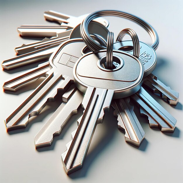 A bunch of keys isolated on a white background