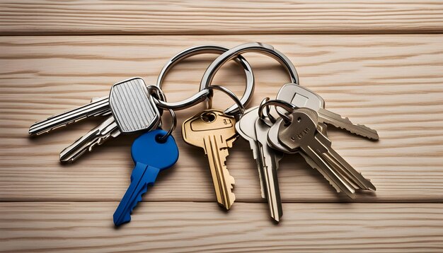 Photo a bunch of keys that are on a table