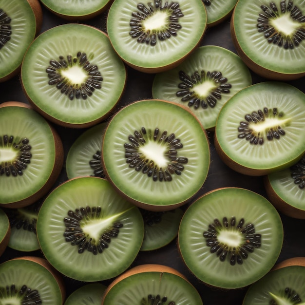 Photo a bunch of kiwi fruit with black seeds on top.